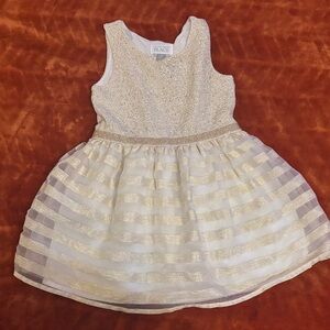 Place Gold and Cream Striped Kids Dress